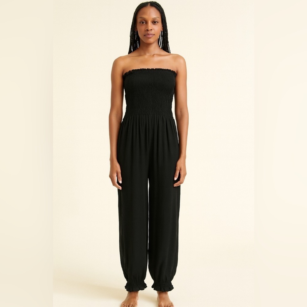 Boho Me Elegant Black Strapless Jumpsuit.  Size-Small